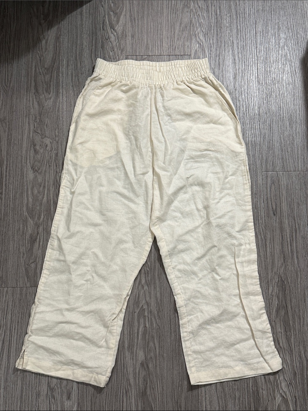 Kids Cream Elastic-Waist Cotton Joggers